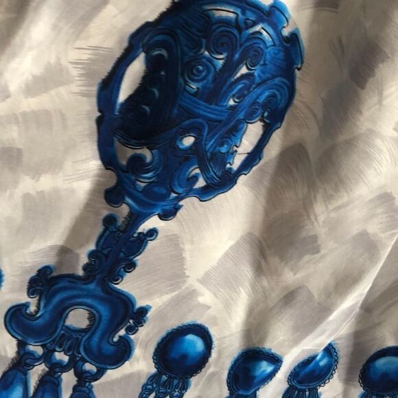 NANETTE LEPORE Grey and Blue Silk Strapless Dress Cocktail Dress Size 6 - Picture 4 of 8